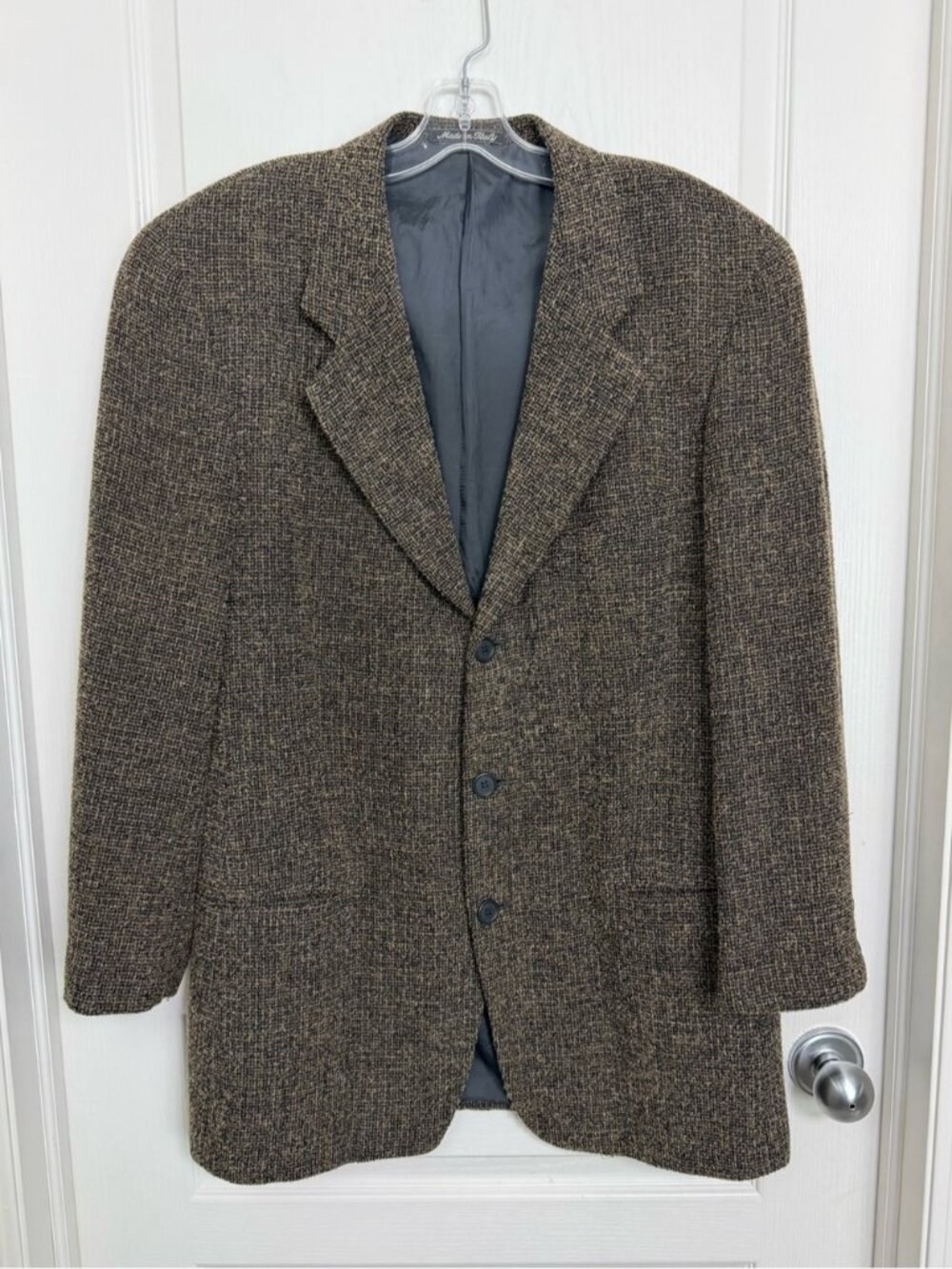 Giorgio Armani Le Collezioni Vintage Three Button Wool Blazer Size 40R Brown 80s - Picture 2 of 11